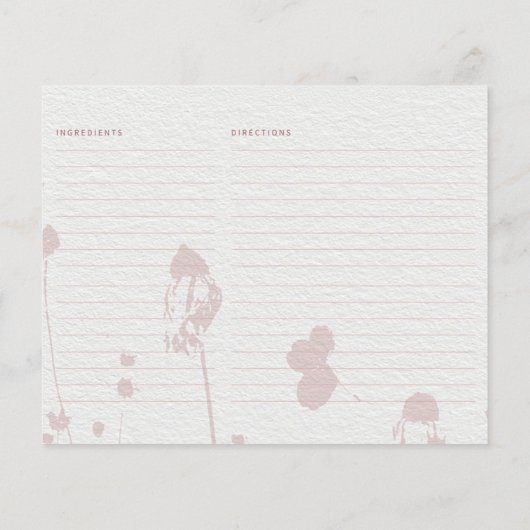 赤面ピンクフローラブライダルシャワーレシピカード (裏面)
