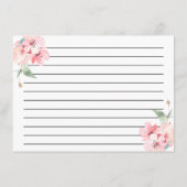 赤面ピンクフローラブライダルシャワーレシピカード エンクロージャーカード (裏面)
