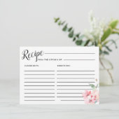赤面ピンクフローラブライダルシャワーレシピカード エンクロージャーカード (スタンド正面)