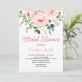 赤面ピンクフローラブライダルシャワー招待状テンプレート 招待状 (スタンド正面)