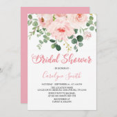 赤面ピンクフローラブライダルシャワー招待状テンプレート 招待状 (正面/裏面)