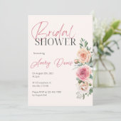 赤面ピンクフローラブライダルシャワー招待 セーブザデート (スタンド正面)