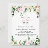 赤面ピンクフローラブライダルシャワー招待 招待状 (正面)