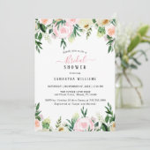 赤面ピンクフローラブライダルシャワー招待 招待状 (スタンド正面)