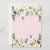 赤面ピンクフローラブライダルシャワー招待 招待状 (裏面)