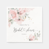 赤面ピンクフローラブライダルシャワー スタンダードカクテルナプキン (正面)