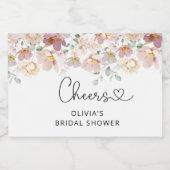 赤面ピンクフローラブライダルシャワー スパークリングワインラベル (シングルラベル)