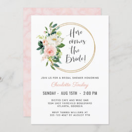 赤面ピンクフローラブライダルシャワー 招待状
