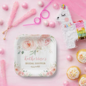 赤面ピンクフローラブライダルベビーシャワー誕生日 ペーパープレート (パーティー)