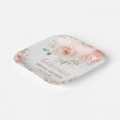 赤面ピンクフローラブライダルベビーシャワー誕生日 ペーパープレート (傾斜あり)