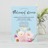 赤面ピンクフローラブルーリハーサルディナー 招待状 (スタンド正面)