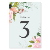 赤面ピンクフローラブークススカイブルー結婚ズ テーブルナンバー (裏面)