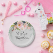 赤面ピンクフローラブーケオングレーブライダルシャワー ペーパープレート (パーティー)