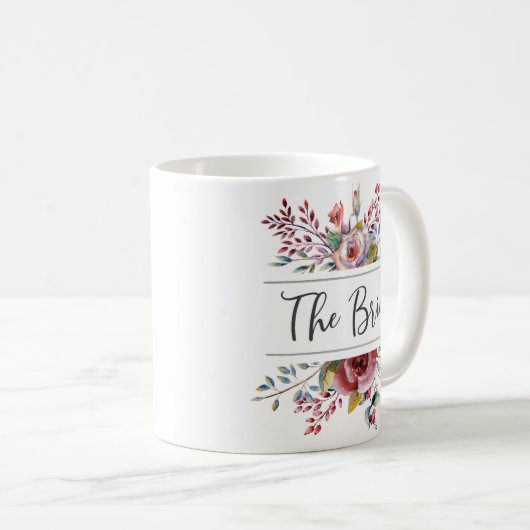 赤面ピンクフローラブーケザブライドコーヒーマグ コーヒーマグカップ (正面右)