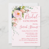 赤面ピンクフローラブーケブライダルルンチョン 招待状 (正面)