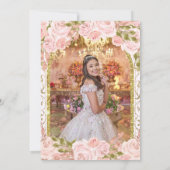 赤面ピンクフローラプリンセスアーチフォトキンセアニェラ 招待状 (裏面)