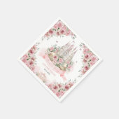赤面ピンクフローラプリンセスキャッスルストーリーブックブック スタンダードカクテルナプキン (角)