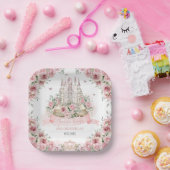 赤面ピンクフローラプリンセスキャッスルストーリーブックブック ペーパープレート (パーティー)