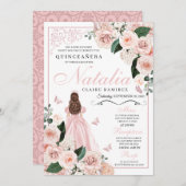 赤面ピンクフローラプリンセスキンセアニェラ 招待状 (正面/裏面)