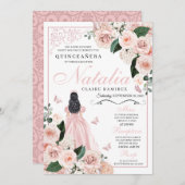赤面ピンクフローラプリンセスキンセアニェラ 招待状 (正面/裏面)