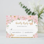 赤面ピンクフローラプリンセスキンセアニラ蝶 出欠カード (スタンド正面)