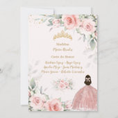赤面ピンクフローラプリンセスシンコエーネラ5誕生日 招待状 (裏面)