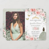 赤面ピンクフローラプリンセスセージグリーンキンセアニラ セーブザデート (正面/裏面)