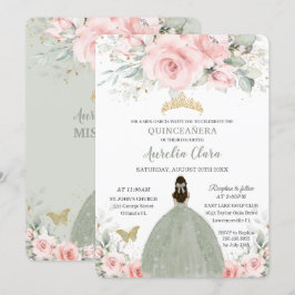 赤面ピンクフローラプリンセスセージグリーンキンセアニラ 招待状