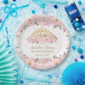 赤面ピンクフローラプリンセスティアラクラウンキンセアニラ ペーパープレート (パーティー)