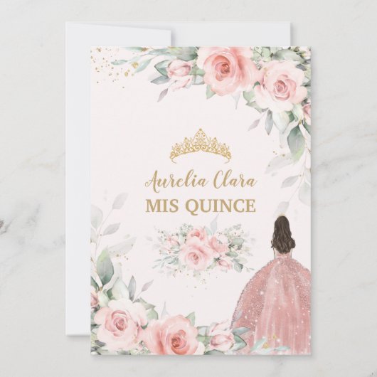 赤面ピンクフローラプリンセスバラ金ゴールドキンセアニラ 招待状 (裏面)