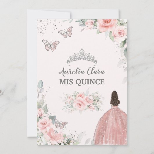 赤面ピンクフローラプリンセス蝶キンセアニラ 招待状 (裏面)