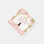 赤面ピンクフローラプリンセス金ゴールドアーチキンセアニェラ スタンダードカクテルナプキン (角)