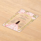 赤面ピンクフローラプリンセス金ゴールドアーチキンセアニェラI アクリル招待状 (レイダウン)