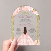 赤面ピンクフローラプリンセス金ゴールドアーチキンセアニェラI アクリル招待状 (インサイチュ (ポータブル))