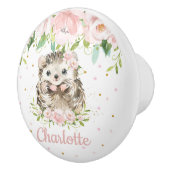 赤面ピンクフローラヘッジホッグガール子供部屋デコール セラミックノブ (右)