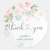 赤面ピンクフローラベビーの外の寒さ ラウンドシール (正面)