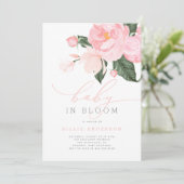 赤面ピンクフローラベビーイン開花シャワーガール 招待状 (スタンド正面)