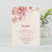 赤面ピンクフローラベビーイン開花シャワーガール 招待状 (スタンド正面)