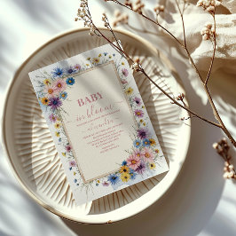 赤面ピンクフローラベビーイン開花シャワー 招待状