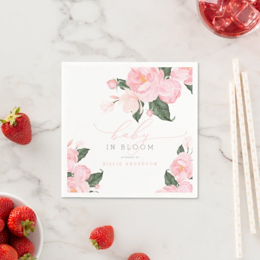 赤面ピンクフローラベビーイン開花ベビーシャワーガール スタンダードカクテルナプキン (インサイチュ)