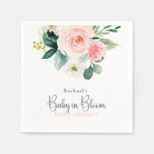 赤面ピンクフローラベビーイン開花ベビーシャワーナプキン スタンダードカクテルナプキン (正面)