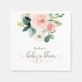 赤面ピンクフローラベビーイン開花ベビーシャワー スタンダードカクテルナプキン (正面)