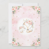 赤面ピンクフローラベビーウッドランドキツネガールシャワーイン 招待状 (裏面)