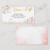 赤面ピンクフローラベビーシャワーおむつラッフル エンクロージャーカード (正面/裏面)