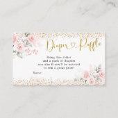 赤面ピンクフローラベビーシャワーおむつラッフル エンクロージャーカード (正面)