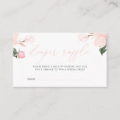 赤面ピンクフローラベビーシャワーおむつラッフル エンクロージャーカード (正面)