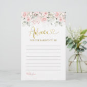 赤面ピンクフローラベビーシャワーアドバイスカード (スタンド正面)