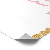 赤面ピンクフローラベビーシャワーガールウェルカムサイン ポスター (角)