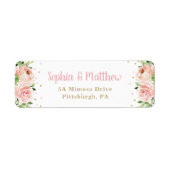 赤面ピンクフローラベビーシャワーガールブライダルズ ラベル (正面)