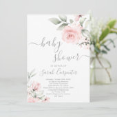 赤面ピンクフローラベビーシャワーガール招待状 招待状 (スタンド正面)